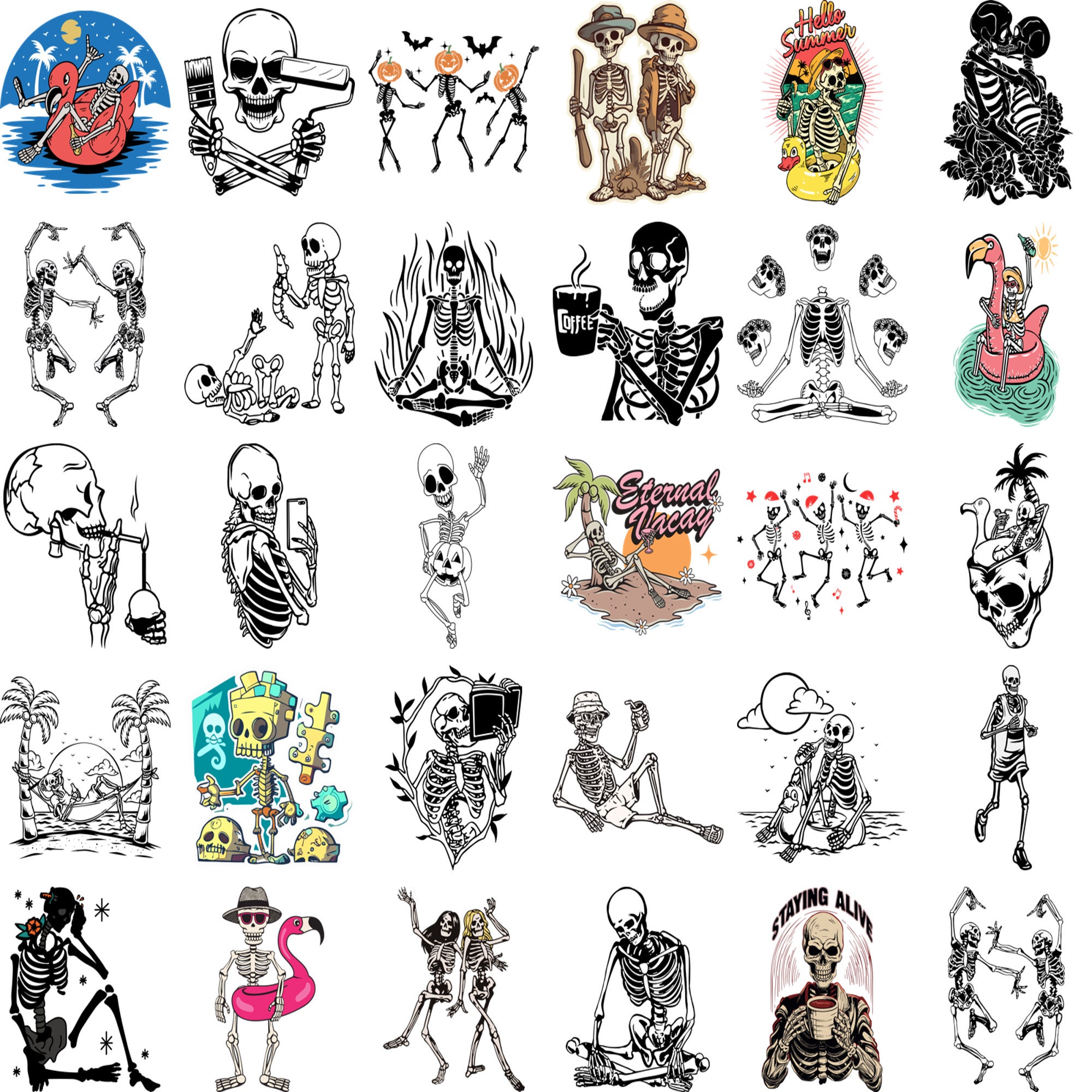 Funny Skeleton-150 File - 30Svg, 30png , 30Pdf,30Eps,30Dxf Bundle,Svg, Digital Vector File,Svg ,Layered , Skeleton Svg ,Football Design