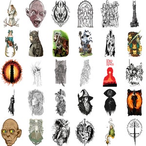 Sticker Lord Of Rings-150 File - 30 Svg, 30 png , 30 Pdf, 30 Eps, 30 Dxf, Bundle,Svg, Digital Vector File,Svg Bundle,Layered , Bundle,Cricut
