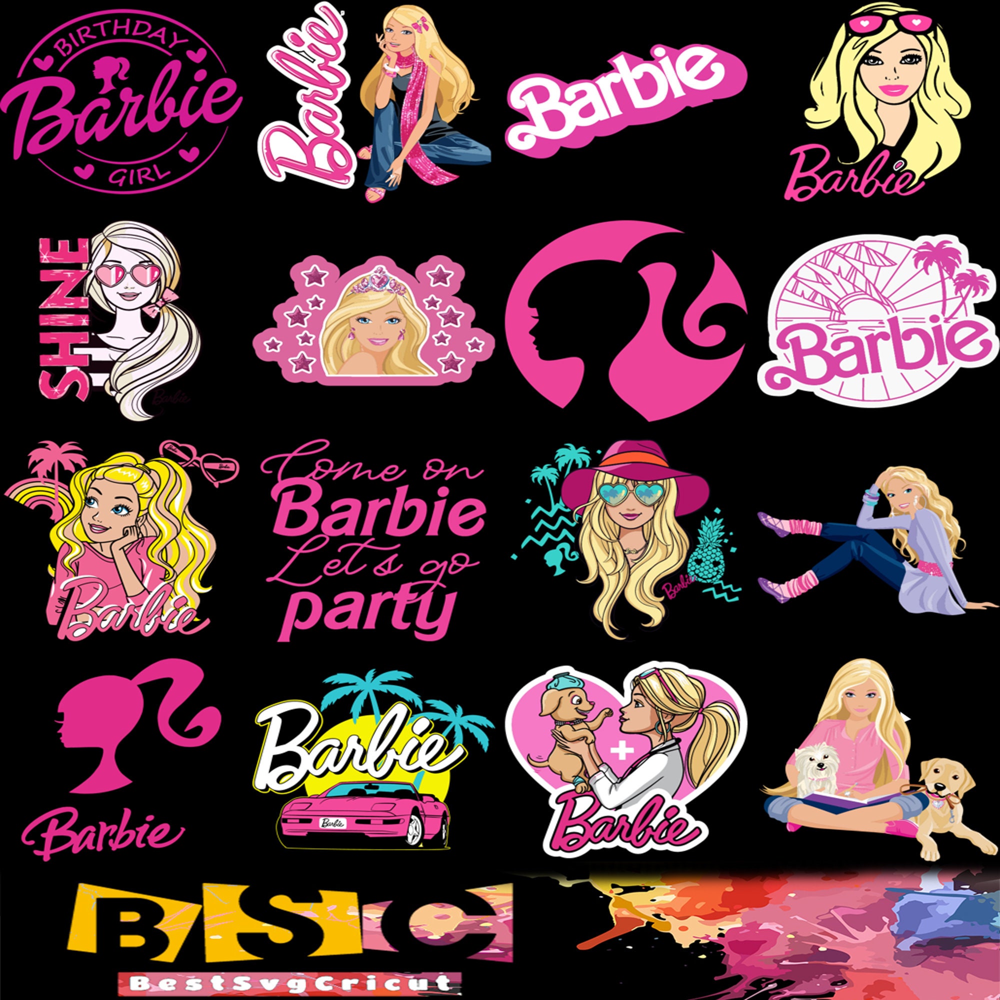 Pegatinas Barbie Pegatinas Muñecas Ilustración Vectorial Pegatinas Barbie  Vector de stock por ©oksasmm@gmail.com 669907480