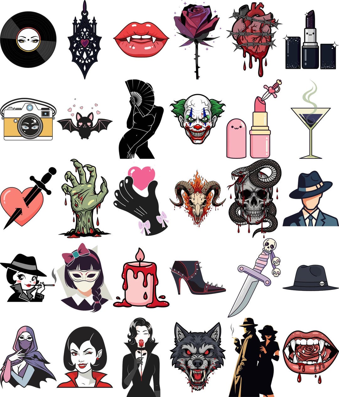 Dark Horror SVG Bundle | Creepy Clown, Vampire Fangs, Bloody Heart ...