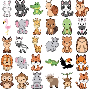 Animal Bundle | Animal SVG| Safari Animals SVG | Jungle Animal | Animal Vector Files |Sublimation PNG (30 Individual svg/png/dxf/jpeg files)