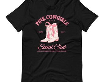 Pink Cowgirls Social Club Camiseta unisex / Camisa vaquera / Camisa rodeo / Camisa occidental