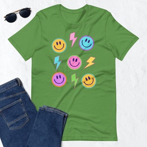Smiley Face & Bolts Unisex T-Shirt | Smiley Face Shirts | Fun Shirts for Women | Smiley Face Shirts | Retro Smiley Face Shirt