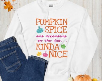 Pumpkin Spice Kinda Nice Colorful Unisex Sweatshirt | Retro Fall Vibes Shirt | Pumpkin Spice Sweatshirt | Cute Fall TShirt