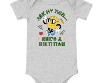 Fragen Sie meine Mutter, sie ist eine Diätetikerin Baby Kurzarm Einteiler - Grau