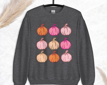 Pink Pumpkin Unisex Sweatshirt | Halloween Sweatshirt | Halloween Shirt | Pumpkin Patch TShirt | Fall Sweatshirt for Women| Thanksgiving Tee