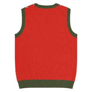 Red & Green Argyle Knit V-neck Vest