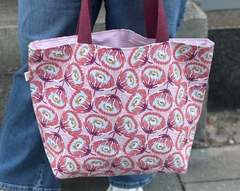 Shopper Bag (Peach Color Flowers Print)