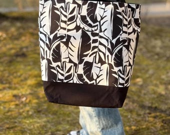 Modern Tote Bag (Leaves Print)