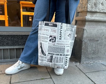 Modern Tote Bag (Newspaper Print)