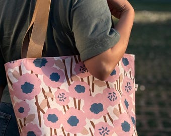 Kokka Pink Flowers Tote Bag