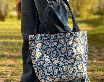 Shopper Bag (Blue Color Flowers Print)