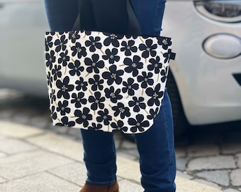 Shopper Bag (Black Flowers Print)