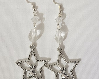 Star Fairy French Hook Earrings with Clear Beads