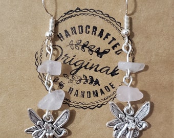 Fairy French Hook Earrings with White Agate Stones