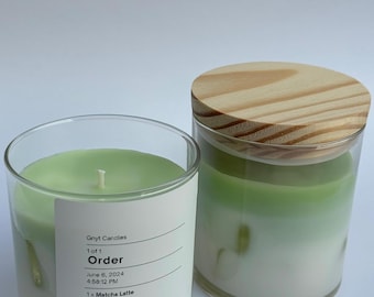 MATCHA LATTE-ljus | handgjutet | soja | rolig och unik presentidé