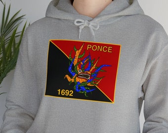 Ponce Flag with Vejigante Hooded Sweatshirt - Ponce, Puerto Rico