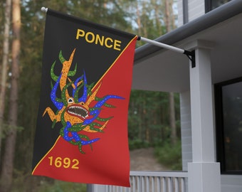 Ponce Flag with Vejigante - Ponce, Puerto Rico