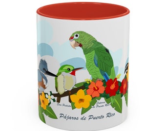 Birds of Puerto Rico Coffee Mug. Taza de cafe con los Pajaros de Puerto Rico.