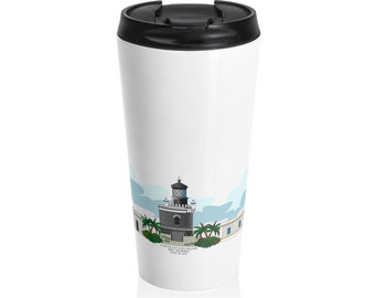 Faros de Puerto Rico. Lighthouse - Stainless Steel Travel Mug. Faro San Felipe del Morro, Caja de Muertos, Los Morrillos Arecibo.