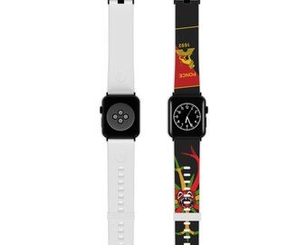 Band for Apple Watch with Ponce flag and Vejigante mask. Correa para Apple Watch con bandera de Ponce y Vejigante.