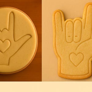 ASL I Love You Heart Debossing Stamp and Cookie Cutter Set