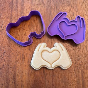 Heart Hands Cookie Stamp & Cutter, I Love You Cookie Embosser, 3D Printed Stamp for Cookies and Clay