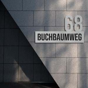 Personalized House Number | Modern personalized house number sign in stainless steel | Weatherproof 2mm steel house number