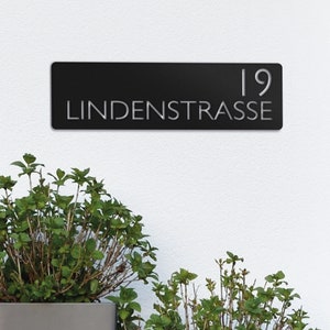 Large House Number | Modern personalized house number sign in stainless steel | Weatherproof 2mm steel house number | Black | Anthracite