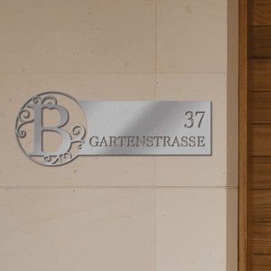 Monogram Personalized House Number | Modern personalized house number sign in stainless steel | Weatherproof 2mm steel house number