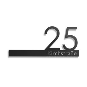 May include: Black metal house number sign with the number 25 and the street name Kirchstra&szlig;e.