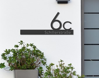 House number | large weatherproof 2mm steel house number | modern personalized house number sign in stainless steel | black | anthracite