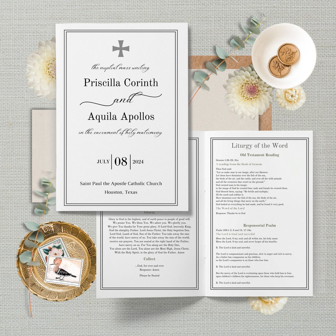 St Priscilla, Catholic Wedding Mass Program, Instant Download Template ...