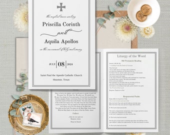 St Priscilla, Catholic Wedding Mass Program, Instant Download Template, Nuptial Mass Worship Aid, Printable, Editable, Instant Download