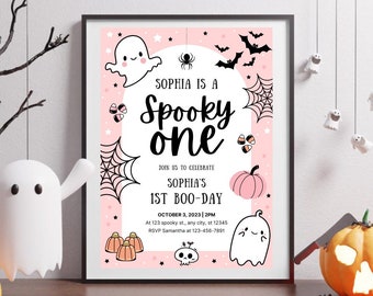 Halloween Birthday Invitation - Editable Template - 1st Birthday Invite, Ghost Party, Spooktacular Celebration - Cute Halloween Invitation