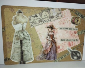 Carte fait main, carte scrapbooking, enveloppe fournie