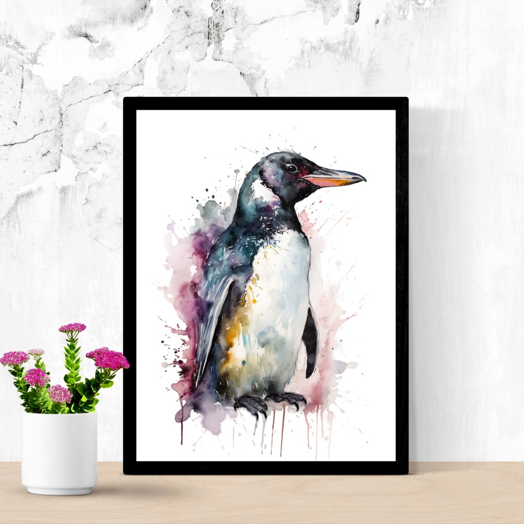 Watercolor Penguin PRINTABLE ART Penguin Print Download Penguin Poster ...