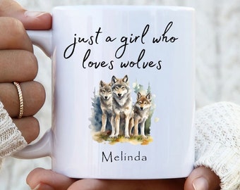 Personalisierte Wolf-Tasse: Aquarell-Kaffeetasse, Geschenk für Tierliebhaber, Andenken an Wolf