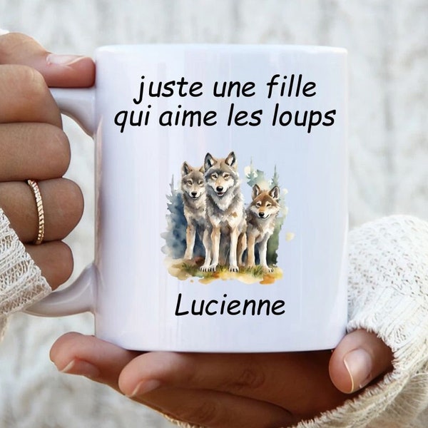 Juste Une Fille Qui Aime Les Loups, Tasse À Café Personnalisée, Mug Personnalisé Avec Nom Pour Fille, Femme, Amie, en Français