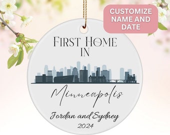 Gepersonaliseerde House Warming Gift voor eerste keer huizenkoper in Minneapolis, MN Aangepaste eerste huisgeschenken Net gekocht nieuw huis 2024 Ornament