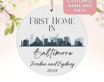 Gepersonaliseerde House Warming Gift voor eerste keer huizenkoper in Baltimore MD, op maat gemaakte eerste huisgeschenken, net gekocht nieuw huis 2024 ornament