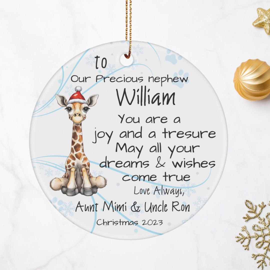 Personalized Nephew Christmas Ornament, Personalized Giraffe Ornament ...