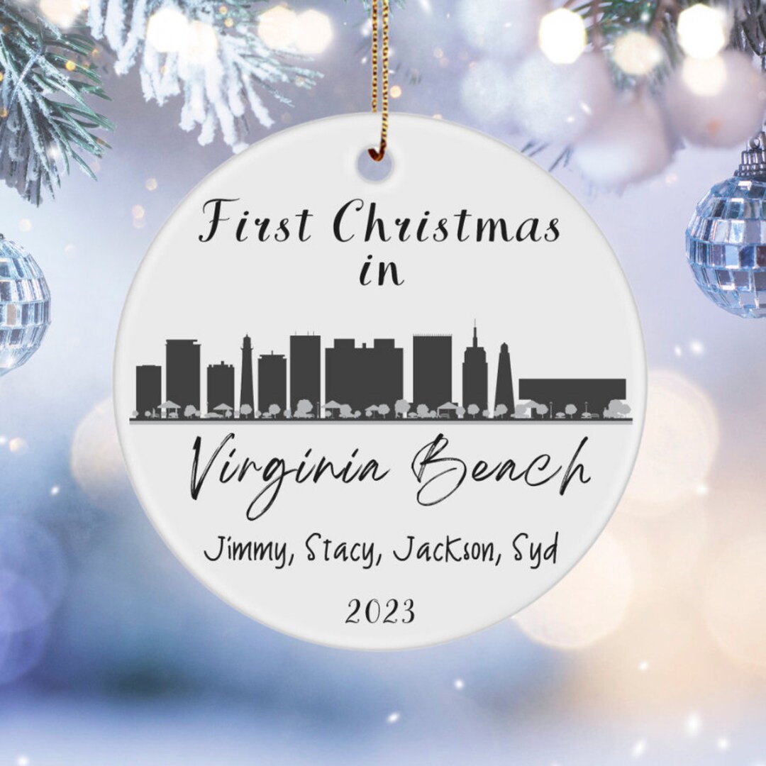 Personalized First Christmas in Virginia Beach Ornament, Virginia Beach Christmas 2024, Moved to