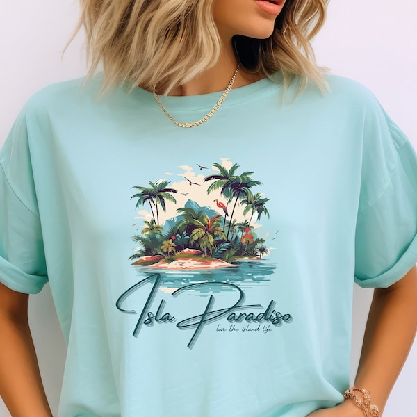 T-shirt surdimensionné Les Sims 3 Isla Paradiso, produits dérivés Sims 3, cadeau pour mijoter, cadeau pour gamer, chemise tropicale Les Sims 3, t-shirt de plage tropicale