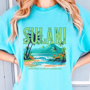 The Sims 4 Sulani Tropical Vacation T Shirt, Simmer Shirt, Gift for Gamers, Sulani Travel Shirt, Video Game Merch, Gift for Simmer