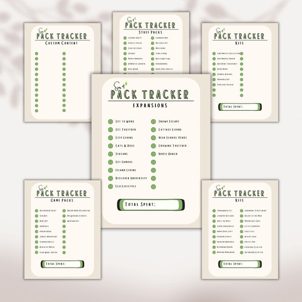 The Sims 4 Printable Pack Tracker, Expansion Pack Tracker, Sims 4 Journal Digital Download, Sims 4 PNG Digital Download, Gaming Journal