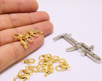 12 mm 24 K Shiny Gold Plated Lobster Clasp,  Claw Clasp, Lobster Findings, Clasp.