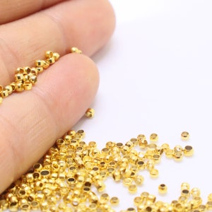 500Pcs 4mm Round Crimp Beads Jewelry Making Crimp End Spacer Bead, Gold