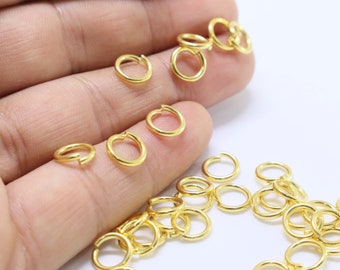 1.2x7 mm 24 K glänzende Gold überzogene Biegeringe, Schmuckherstellung Zubehör, offener Ring, Biegering, Schmuckzubehör, Spaltringe