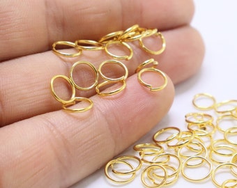 0.8x6 24 K Shiny Gold Plated Jump Rings, Jewelry Making Supplies, Open Ring ,Jump Ring,Jewelry Findings, Split Rings,Bulk, Tiny Jump Ring.